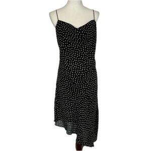 Vintage Y2K 90s Asymmetrical Cowl Neck Dress Sz 12 Whimsigoth Grunge Dots Fairy